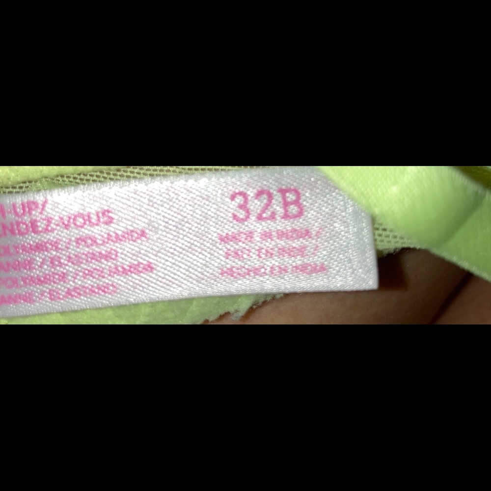 Victoria’s Secret PINK lime green Date Push-up Pigeonnant bra 32B - Picture 13 of 14